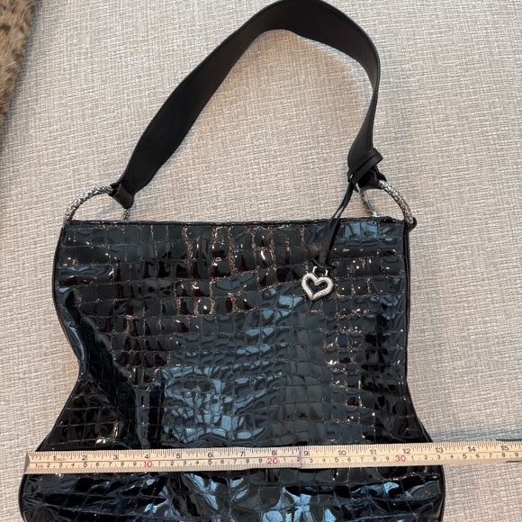 Brighton Black Patent Leather Croc Embossed Handbag - Picture 14 of 14